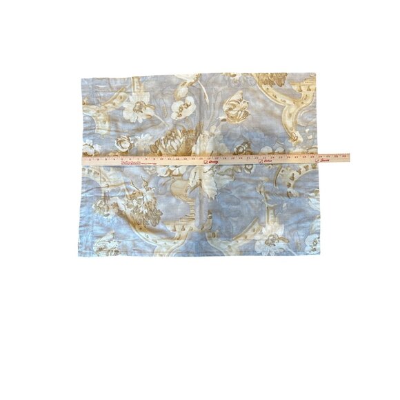 Ralph Lauren Set Of 2 Floral Print Cotton Pillowcase Beige & Blue Vintage Style - Picture 5 of 7